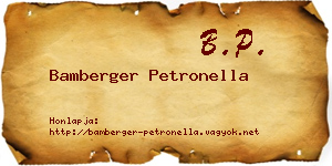 Bamberger Petronella névjegykártya
